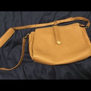 Tan faux leather square bag
